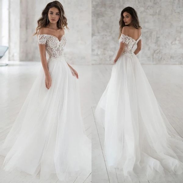 boho wedding dress beach sweetheart appliques off shoulder sleeves a line lace bridal dress, White
boho wedding dress beach sweetheart appliques off shoulder sleeves a line lace bridal dress, White
