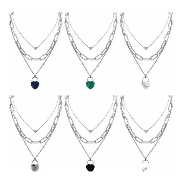 pendant necklaces layered gemstone heart lock pendant necklace chunky punk sier chain choker cuban link statement jewelry for women dhzte, Silver
pendant necklaces layered gemstone heart lock pendant necklace chunky punk sier chain choker cuban link statement jewelry for women dhzte, Silver