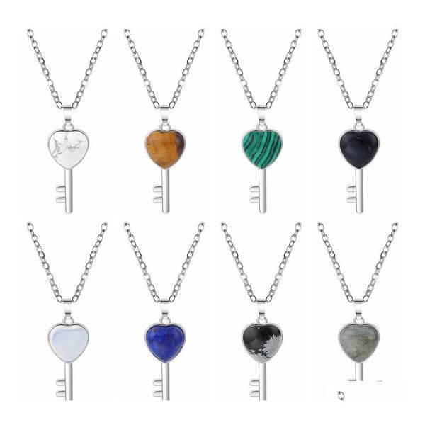pendant necklaces natural gemstone heart key pendant necklace for women men birthstone healing chakra crystal quartz jewelry 45cm si dhcjo, Silver
pendant necklaces natural gemstone heart key pendant necklace for women men birthstone healing chakra crystal quartz jewelry 45cm si dhcjo, Silver
