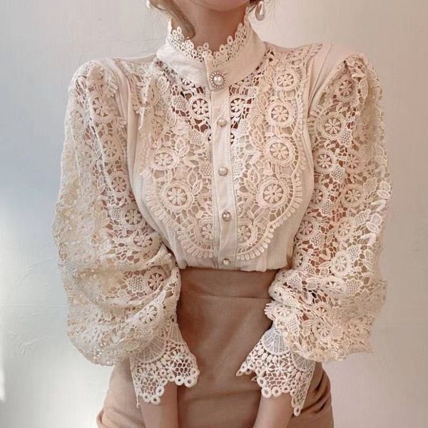 women's jumpsuits rompers flower lace blouse women korean style stand collar hollow out elegant white shirt spring autumn fashion ladie, Black;white
women's jumpsuits rompers flower lace blouse women korean style stand collar hollow out elegant white shirt spring autumn fashion ladie, Black;white