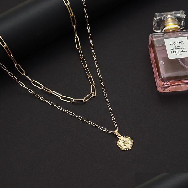 pendant necklaces 26 initial pendant double necklace az letter hexagon paper clip coin charm necklaces female male women boho jewelr dhboq, Silver
pendant necklaces 26 initial pendant double necklace az letter hexagon paper clip coin charm necklaces female male women boho jewelr dhboq, Silver