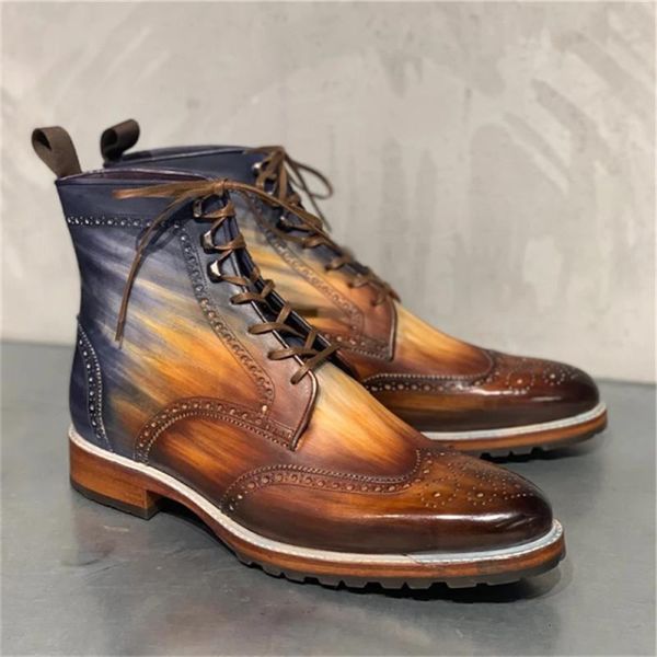 boots men fashion brogue ankle boots classic retro casual street daily round toe carved lace up pu 3d printing personality men shoes 221123, Black
boots men fashion brogue ankle boots classic retro casual street daily round toe carved lace up pu 3d printing personality men shoes 221123, Black