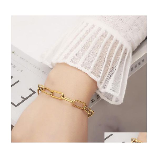 charm bracelets bracelet for women men paper clip link chain trendy stainless steel bracelets wrist fashion couple jewelry drop deliv dhs6d, Golden;silver
charm bracelets bracelet for women men paper clip link chain trendy stainless steel bracelets wrist fashion couple jewelry drop deliv dhs6d, Golden;silver