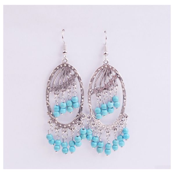 dangle chandelier european and american fashion retro water drops blue turquoise tassel earrings long section hollow rice beads bo dh10w, Silver
dangle chandelier european and american fashion retro water drops blue turquoise tassel earrings long section hollow rice beads bo dh10w, Silver