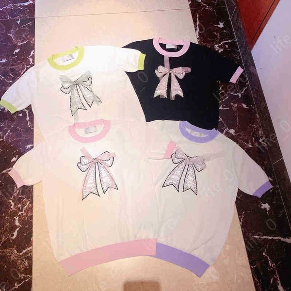 designer womens t-shirts brand logo bow embroidery printing short sleeve breathable casual luxury women clothing, White
designer womens t-shirts brand logo bow embroidery printing short sleeve breathable casual luxury women clothing, White