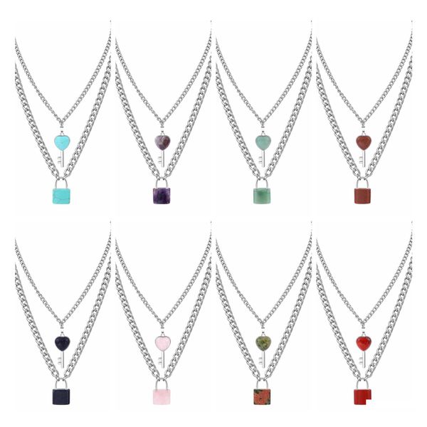pendant necklaces women gemstone pendant chain necklace girls dainty layered lock and key choker jewelry for men girl boys drop deli dhd7x, Silver
pendant necklaces women gemstone pendant chain necklace girls dainty layered lock and key choker jewelry for men girl boys drop deli dhd7x, Silver