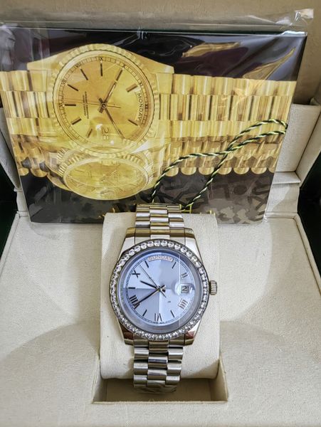 original box certificate 18k gold president male watches day date diamonds blue dial watch men stainless diamond bezel automatic wristwatch, Slivery;brown
original box certificate 18k gold president male watches day date diamonds blue dial watch men stainless diamond bezel automatic wristwatch, Slivery;brown