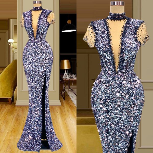 prom dresses mermaid high neck hollow short sleeves front split shining sequins applicant backless floor length custom made plus size evenin, Black
prom dresses mermaid high neck hollow short sleeves front split shining sequins applicant backless floor length custom made plus size evenin, Black