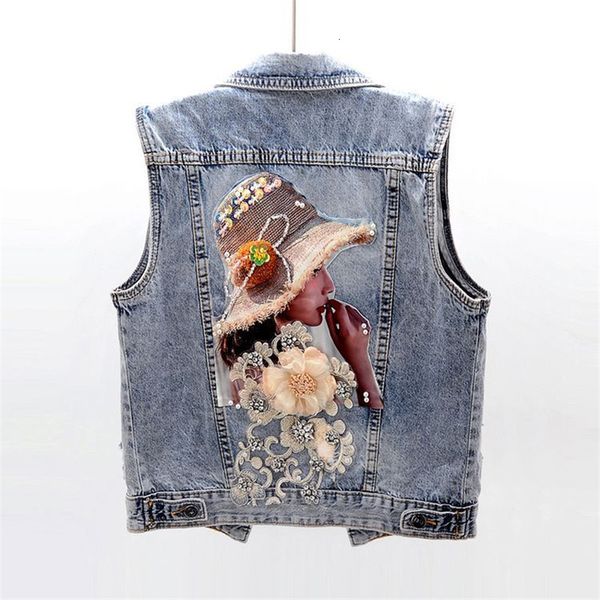 women's vests spring autumn women denim coat diamond flowers waistcoat sleeveless vintage short jacket jeans casual female 221123, Black;white
women's vests spring autumn women denim coat diamond flowers waistcoat sleeveless vintage short jacket jeans casual female 221123, Black;white