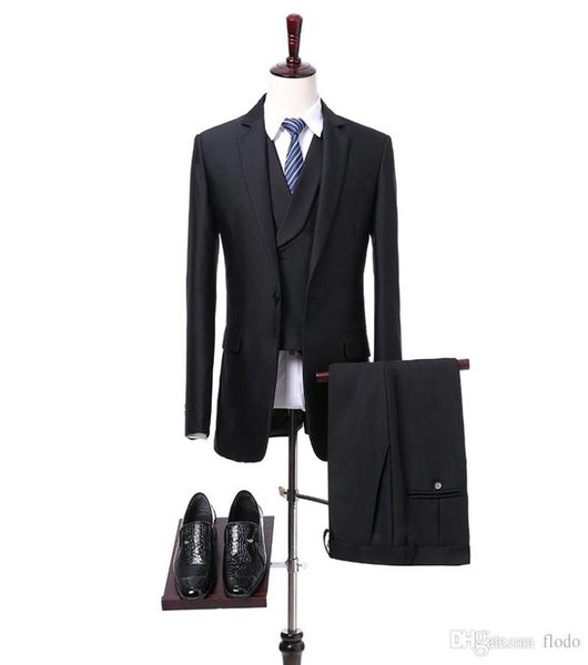 three piece black wedding groom tuxedos 2017 notched lapel one button custom made groomsmen men suits new jacket vest pants, Black;gray
three piece black wedding groom tuxedos 2017 notched lapel one button custom made groomsmen men suits new jacket vest pants, Black;gray