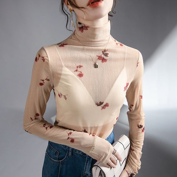women's tshirt s2xl women turtleneck slim soft full sleeve semitransparent t shirts lady printed floral mesh elegant elastic tees 2211, White
women's tshirt s2xl women turtleneck slim soft full sleeve semitransparent t shirts lady printed floral mesh elegant elastic tees 2211, White