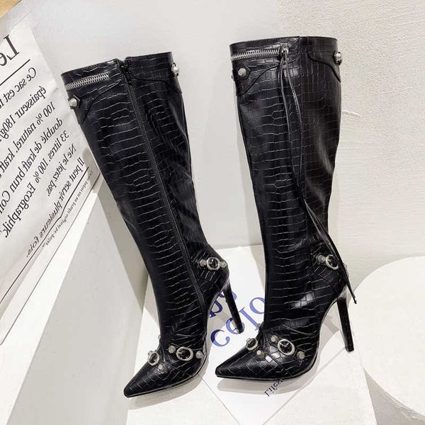 boots city motorcycle winter women knee high heels boots high heel metal buckle chain designer pointed toe motorcycle long retro shoes 22112, Black
boots city motorcycle winter women knee high heels boots high heel metal buckle chain designer pointed toe motorcycle long retro shoes 22112, Black
