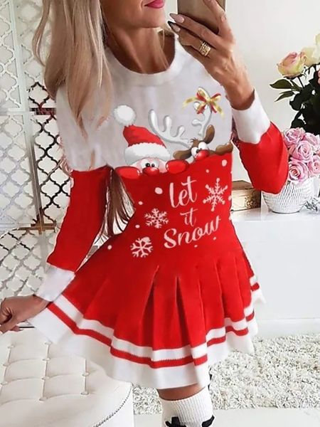 casual dresses christmas for women elk santa print long sleeve mini slim fit pleated vestidos 221123, Black;gray
casual dresses christmas for women elk santa print long sleeve mini slim fit pleated vestidos 221123, Black;gray