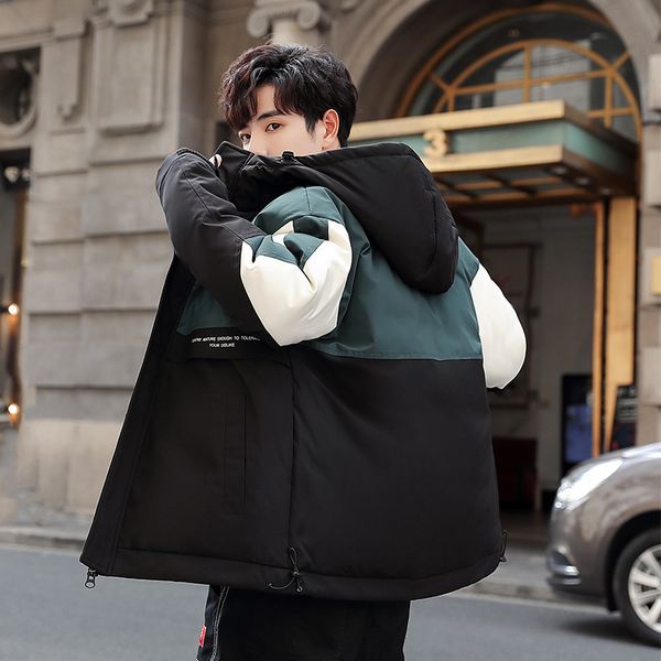 parkas winter men's casual warm color blocking jacket youth student couples hooded outerwear white duck down puffer jackets 221125, Black
parkas winter men's casual warm color blocking jacket youth student couples hooded outerwear white duck down puffer jackets 221125, Black