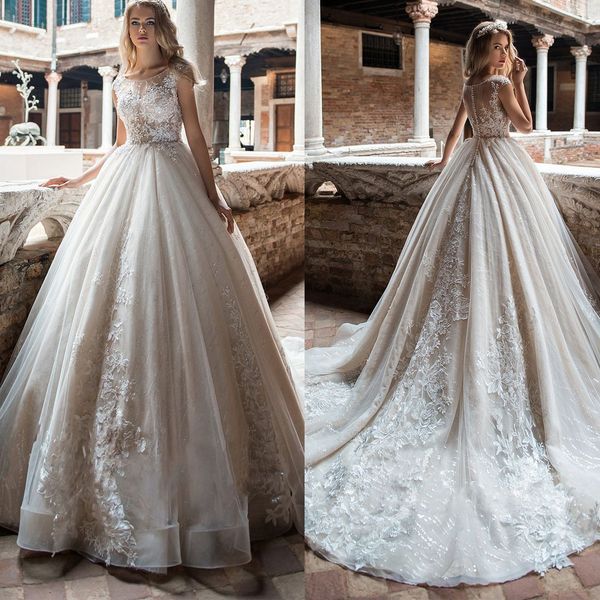 fashion lace wedding dresses short sleeve scoop neck bride ball gown button sweep train robe de mariee custom made, White
fashion lace wedding dresses short sleeve scoop neck bride ball gown button sweep train robe de mariee custom made, White