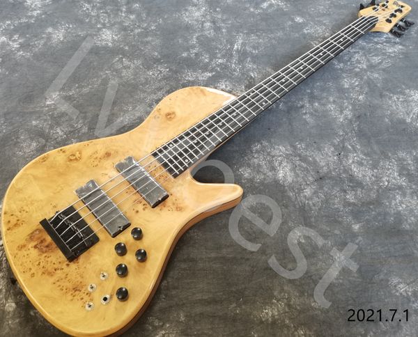 lvycustomized electric guitar bass burl flame 5 strings natural color satin black part with mini switch
lvycustomized electric guitar bass burl flame 5 strings natural color satin black part with mini switch