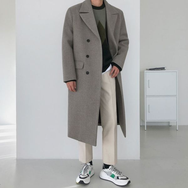 men's wool blends men's autumn mid length woolen coat korean style thickned overcoat long sleeve doublebreasted fashion wool jacke, Black
men's wool blends men's autumn mid length woolen coat korean style thickned overcoat long sleeve doublebreasted fashion wool jacke, Black