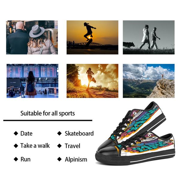 custom shoes classic canvas low cut skateboard casual triple black accept customization uv printing low mens womens sports sneakers breathab
custom shoes classic canvas low cut skateboard casual triple black accept customization uv printing low mens womens sports sneakers breathab