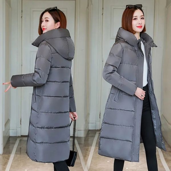 women's down parkas women winter korean slim allmatch casual padded jacket female hooded thick warm long over knee cotton coat 221124, Black
women's down parkas women winter korean slim allmatch casual padded jacket female hooded thick warm long over knee cotton coat 221124, Black