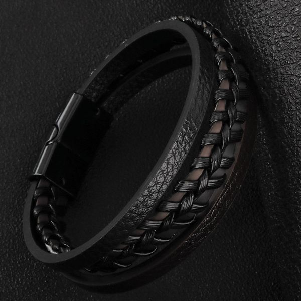 black multilayer braided magnetic clasp button bracelet bangle cuff for men fashion jewelry
black multilayer braided magnetic clasp button bracelet bangle cuff for men fashion jewelry
