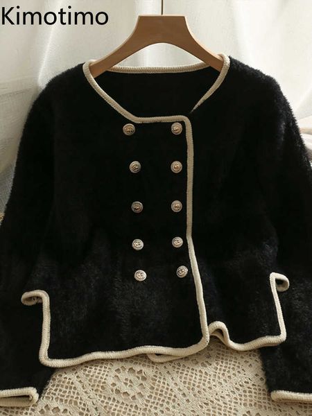 women's sweaters kimotimo double breasted sweater jacket women 2022 autumn contrast edge plush knitted vest french retro loose elegant, White;black
women's sweaters kimotimo double breasted sweater jacket women 2022 autumn contrast edge plush knitted vest french retro loose elegant, White;black