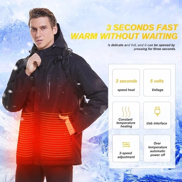 men's wool blends winter men thermal heating jacket usb battery jackets outdoor hiking windproof waterproof heated clothing 221125, Black
men's wool blends winter men thermal heating jacket usb battery jackets outdoor hiking windproof waterproof heated clothing 221125, Black