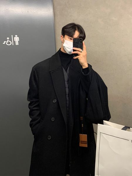 men's wool blends spring autumn medium length coat thickened fashionable woolen coat korean loose casual double breasted wool clothes q, Black
men's wool blends spring autumn medium length coat thickened fashionable woolen coat korean loose casual double breasted wool clothes q, Black