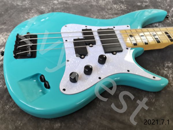 lvycustomized electric bass guitar 4 strings black partts solid thin blue color body maple neck and fingerboard block inlay
lvycustomized electric bass guitar 4 strings black partts solid thin blue color body maple neck and fingerboard block inlay