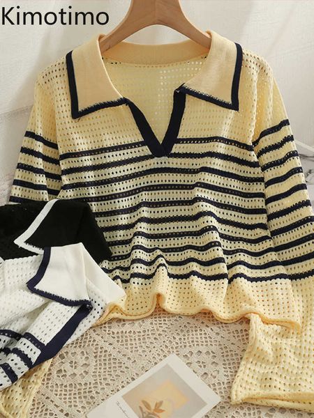women's sweaters kimotimo retro striped sweater women 2022 new lapel long sleeve thin pullover korean chic contrast hollow out knitted, White;black
women's sweaters kimotimo retro striped sweater women 2022 new lapel long sleeve thin pullover korean chic contrast hollow out knitted, White;black