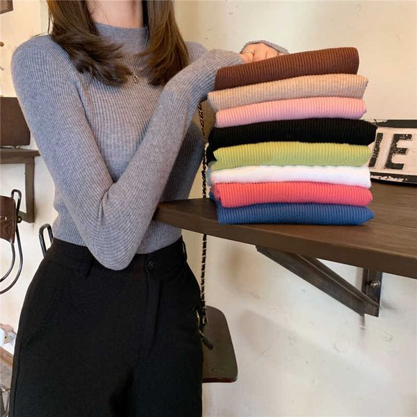 women's sweaters winter half high collar sweaters for women casual slim sweater long sleeves korean style knitted clothing j220915, White;black
women's sweaters winter half high collar sweaters for women casual slim sweater long sleeves korean style knitted clothing j220915, White;black