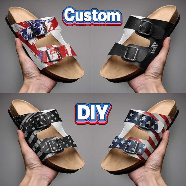 with box printed shoes custom sandal cork sandals sneaker men women diy pattern slides customized fashion style summer mens slippers eur, Black
with box printed shoes custom sandal cork sandals sneaker men women diy pattern slides customized fashion style summer mens slippers eur, Black