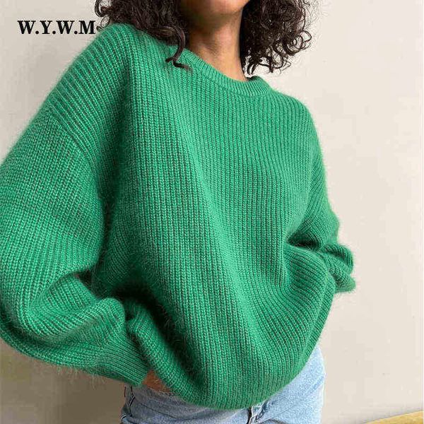 women's sweaters wywm imitation mink soft knitted women 2022 winter loose solid female warm basic o neck jumper j220915, White;black
women's sweaters wywm imitation mink soft knitted women 2022 winter loose solid female warm basic o neck jumper j220915, White;black