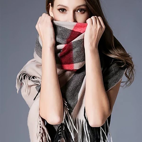 scarves brand plaid womens scarf cashmere shawl winter warm cloak thick blanket fringed holiday gift 221119, Blue;gray
scarves brand plaid womens scarf cashmere shawl winter warm cloak thick blanket fringed holiday gift 221119, Blue;gray