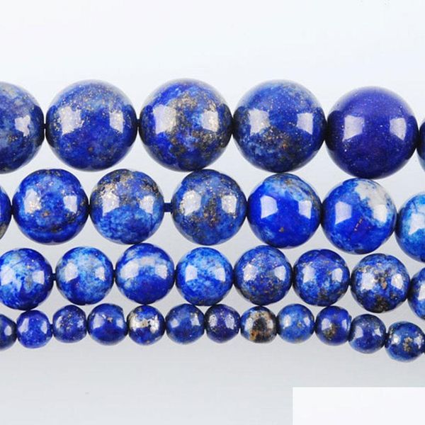 

loose gemstones natural lapis lazi round loose gemstone strand beads for bracelet jewelry making 4/6/8/10mm by917 drop delivery dh91f, Black