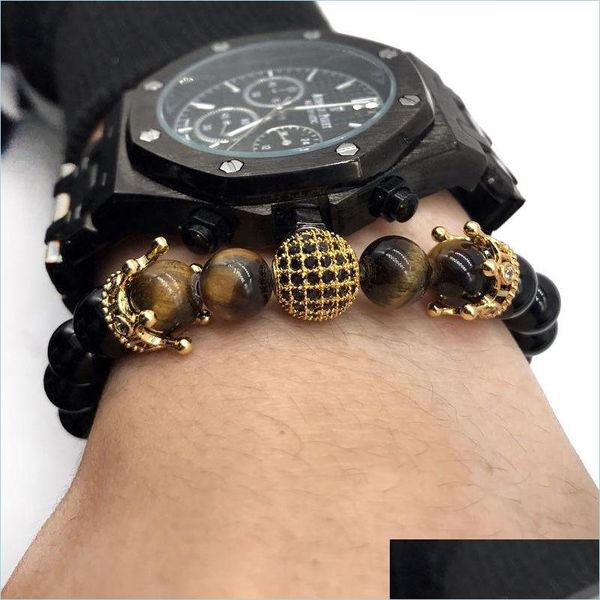 beaded double crown 4 tiger eye stone bracelet men and women charm mature gentleman birthday valentines day bead drop delivery jewel dh6i9, Black
beaded double crown 4 tiger eye stone bracelet men and women charm mature gentleman birthday valentines day bead drop delivery jewel dh6i9, Black