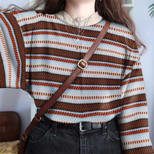 women's sweaters jmprs high street women sweater striped contrasting color oversized vintage jumper o neck loose long sleeves knitted s, White;black
women's sweaters jmprs high street women sweater striped contrasting color oversized vintage jumper o neck loose long sleeves knitted s, White;black