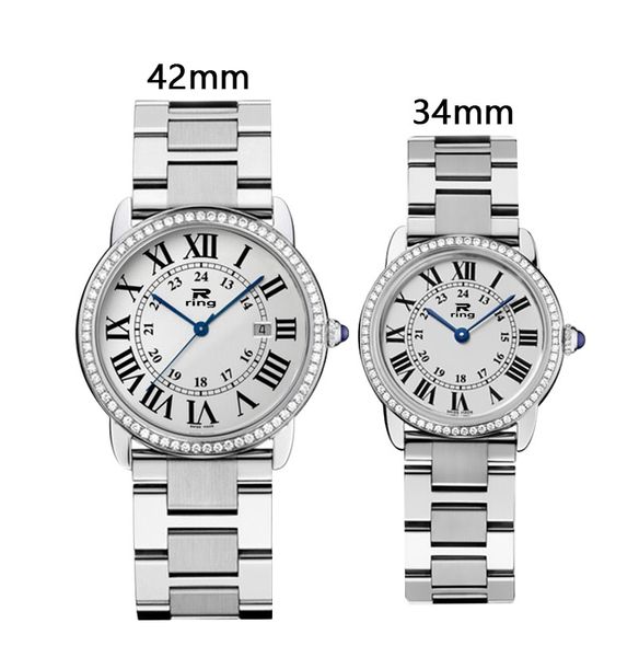 fashion couple watches men 42mm women 34mm size stainless steel diamond waterproof wristwatch, Slivery;brown
fashion couple watches men 42mm women 34mm size stainless steel diamond waterproof wristwatch, Slivery;brown