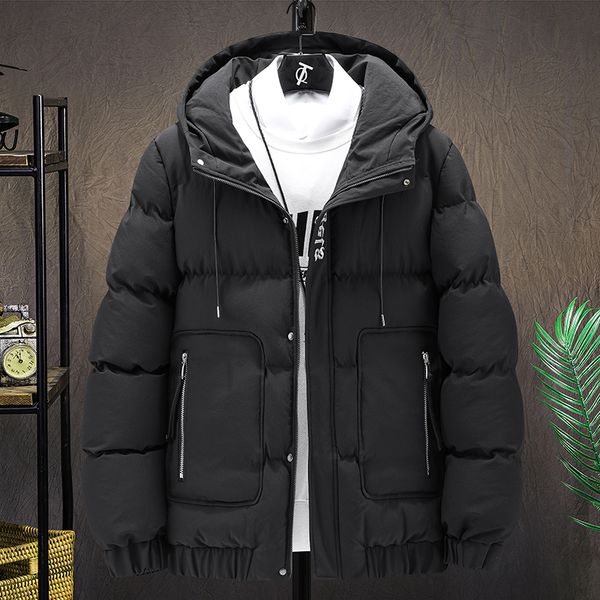 men's down parkas winter men's short cotton padded jacket men's loose korean fashion winter coat cotton padded jacket bread j, Black