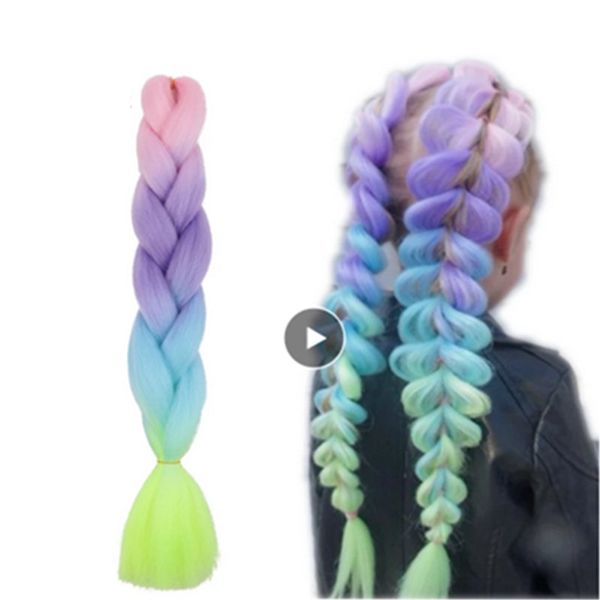 wholesale braiding hair extensions bulk 24inch 100g ombre four color synthetic crochet african braids, Black
wholesale braiding hair extensions bulk 24inch 100g ombre four color synthetic crochet african braids, Black