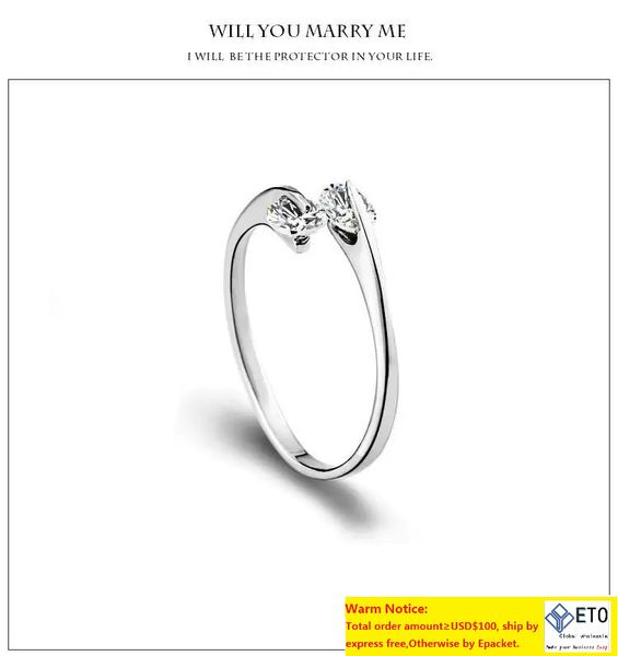 sterling silver ring telesthesia double crystal open design simple wedding rings woman jewelry
sterling silver ring telesthesia double crystal open design simple wedding rings woman jewelry