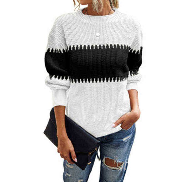 women's sweaters 2022 stripe sweater women streetwear casual autumn winter pull spandex oversize stitches women vintage sweaters j2209, White;black
women's sweaters 2022 stripe sweater women streetwear casual autumn winter pull spandex oversize stitches women vintage sweaters j2209, White;black