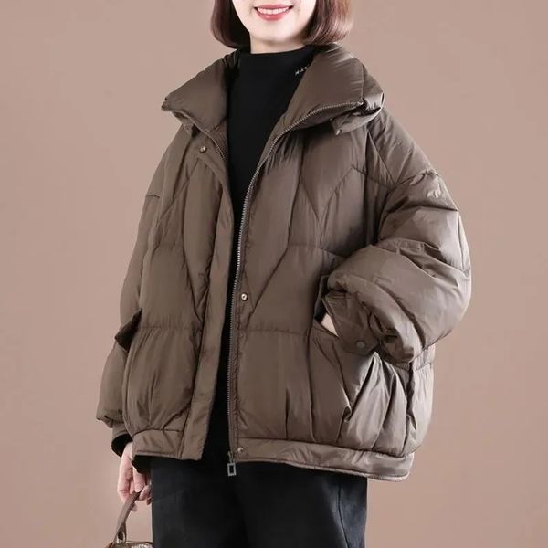 women's down parkas women hooded solid warm coat winter fashion long sleeve zipper clothes loose short cotton padded jacket h24 221124, Black
women's down parkas women hooded solid warm coat winter fashion long sleeve zipper clothes loose short cotton padded jacket h24 221124, Black