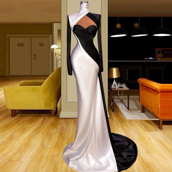 black and white mermaid prom dresses with long sleeve matte stain pleated high neck arabic aso ebi evening occasion gown
black and white mermaid prom dresses with long sleeve matte stain pleated high neck arabic aso ebi evening occasion gown