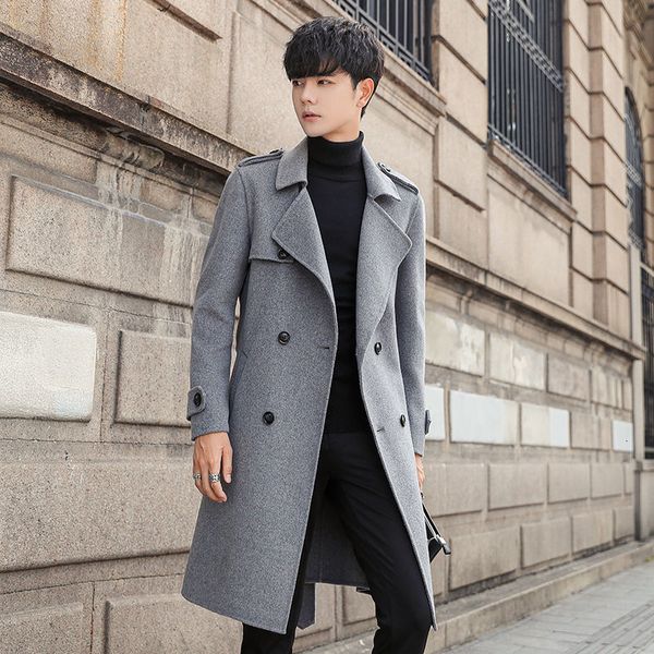 men's wool blends woolen coat men's korean fashion over the knee mid length autumn thickening loose double breasted warm long coat, Black
men's wool blends woolen coat men's korean fashion over the knee mid length autumn thickening loose double breasted warm long coat, Black