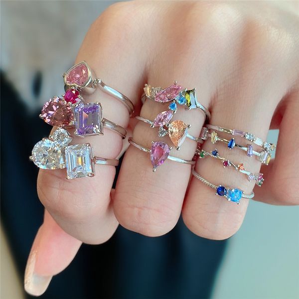 luxurious jewelry designer ring for woman real 925 sterling silver heart round square colorful 5a cubic zirconia diamond love bride wed enga, Slivery;golden
luxurious jewelry designer ring for woman real 925 sterling silver heart round square colorful 5a cubic zirconia diamond love bride wed enga, Slivery;golden