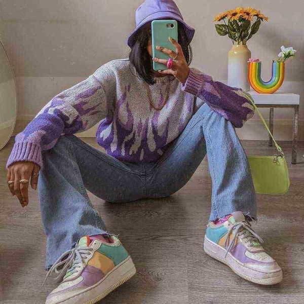 women's sweaters sweater women flame knitted long sleeve sweaters women autumn winter harajuku casual oversized jumper loose streetwear, White;black
women's sweaters sweater women flame knitted long sleeve sweaters women autumn winter harajuku casual oversized jumper loose streetwear, White;black
