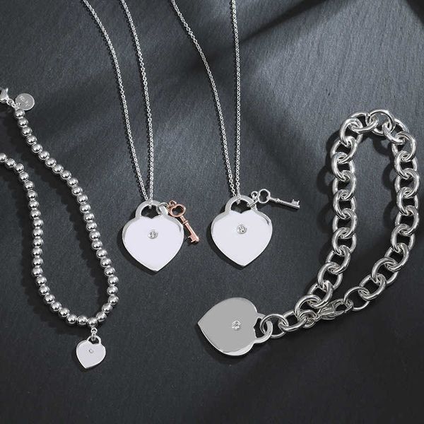love necklace with diamond key lobster clasp bracelet beads bracelet women's headwear, Silver
love necklace with diamond key lobster clasp bracelet beads bracelet women's headwear, Silver