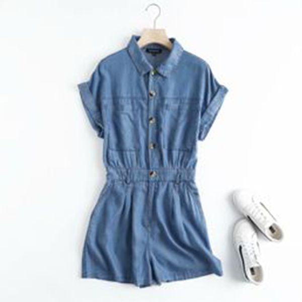 Women's Jumpsuits & Rompers Early Autumn New Women's Dress European American Style Polo Neck Short Sleeve Buckle Chest Pocket Denim Jumpsuit, Sky blue
Women's Jumpsuits & Rompers Early Autumn New Women's Dress European American Style Polo Neck Short Sleeve Buckle Chest Pocket Denim Jumpsuit, Sky blue