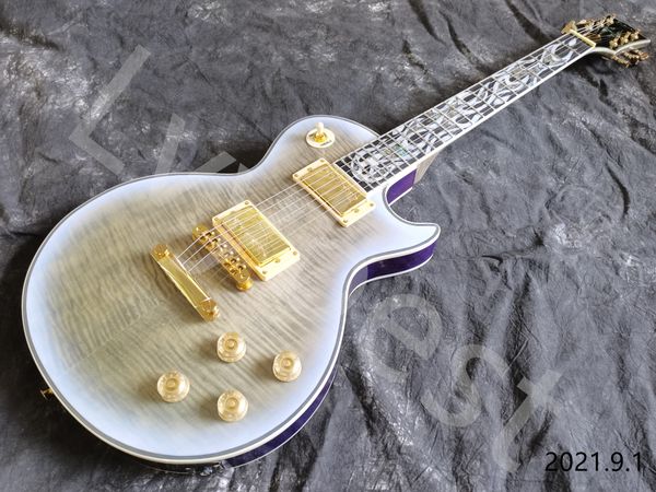 customized electric guitar 6 string flame white edge burst real abalone and white pearl fireflame inlay on fingerbaord
customized electric guitar 6 string flame white edge burst real abalone and white pearl fireflame inlay on fingerbaord