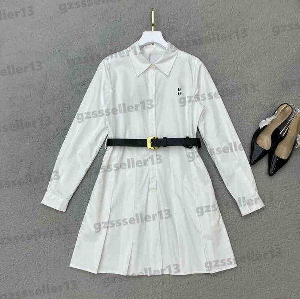 designer dress for womens autumn fashion brand miu 2022aw shirt dresses luxury women lapel belt tunic long sleeves dress, Black;gray
designer dress for womens autumn fashion brand miu 2022aw shirt dresses luxury women lapel belt tunic long sleeves dress, Black;gray